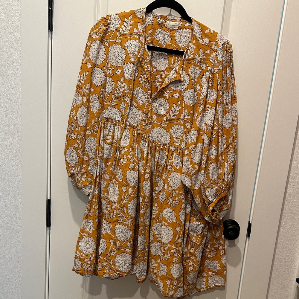 Floral Mustard Mini Dress